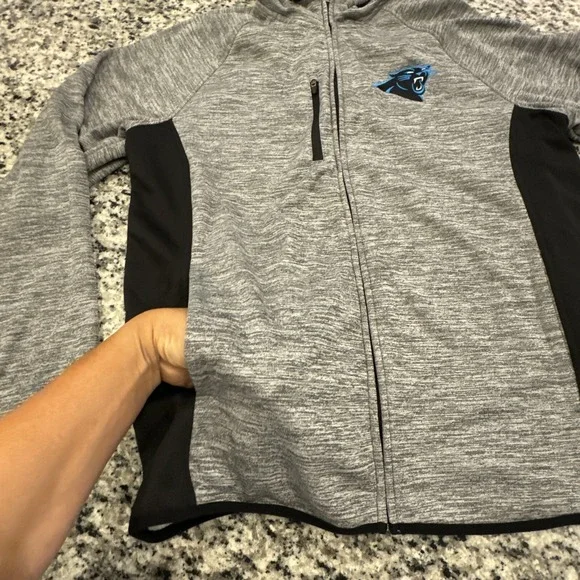 NFL Carolina Panthers Football‎ Gray Full-Zip Hoodie Sweat Shirt Size Large #368 - Picture 5 of 11